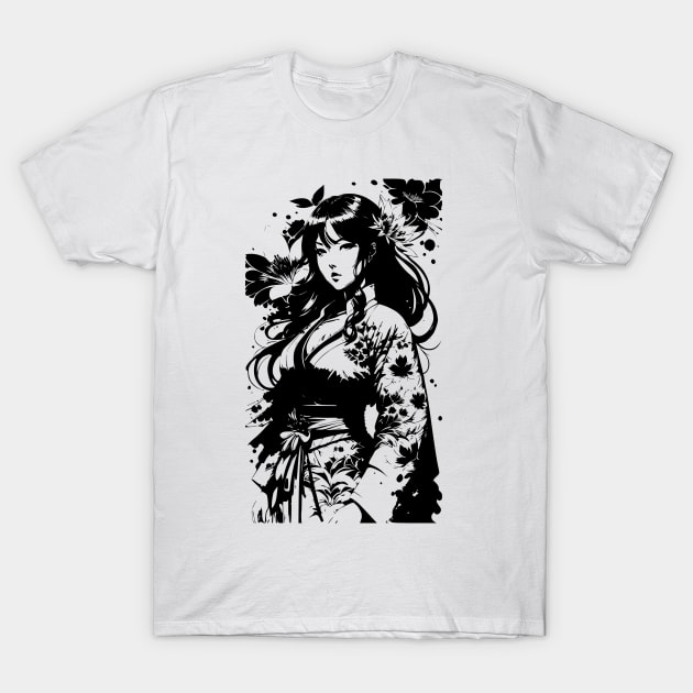 Anime Girl With Kimono 04 T-Shirt by SanTees